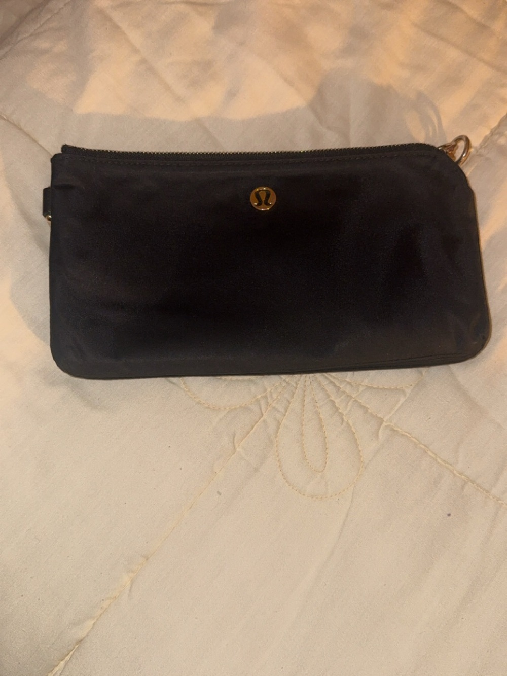 lululemon athletica Black Zip Pouch with Gold Logo